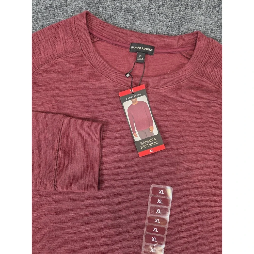 NEW Banana Republic Double Knit Crew Sweater Mens XL Burgundy Shirt